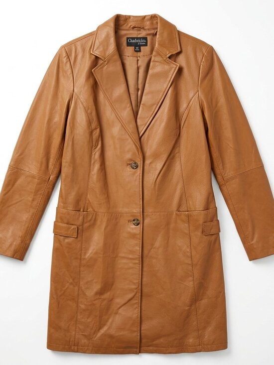 Chadwick's Jackets & Blazers - Chadwick's Genuine Leather Caramel Trench Coat - Size 18T
